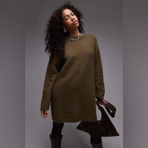 TOPSHOP Hunter green oversized crew neck sweater size XS.